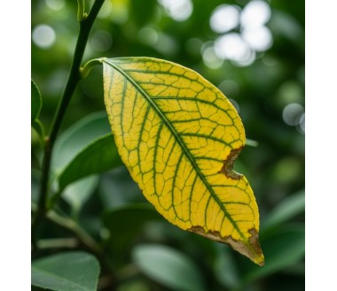 Hoja con clorosis férrica