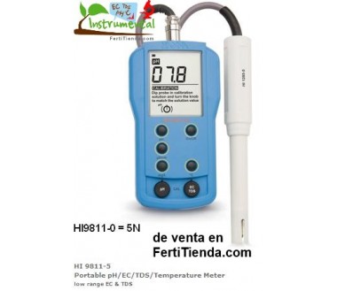 Medidor pH/CE/TDS/ºC HI9811-5N con una sola sonda
